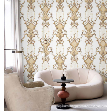 European Wallcovering waterproof damask 3D emboss wallpaper